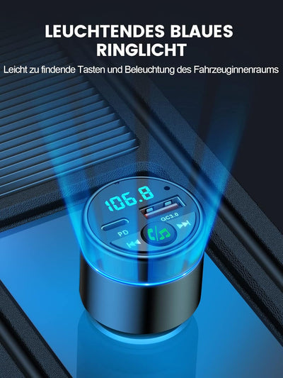 Mohard FM Transmitter Auto Bluetooth 5.3, Ganzmetall PD 30W & QC3.0 18W Schnelles Autoladegerät Ziga