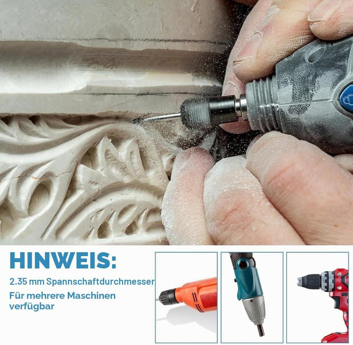 24 Stück 3/32 (2,3 mm) Holzschnitzbohrer mit Rundem Schaft Aus Wolframstahl für Rotationswerkzeuge,