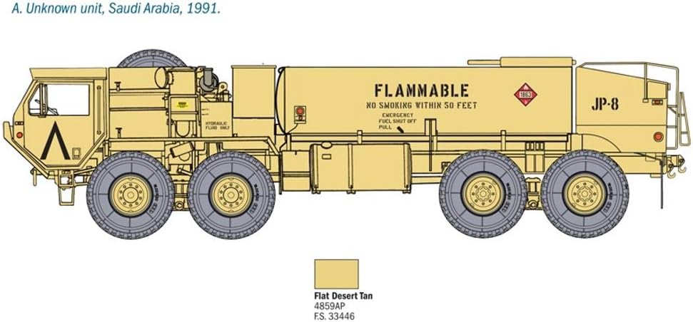Italeri 510006554" 1:35 Mod. US M978 Fuel Service Truck Fahrzeug, Nicht bemalt