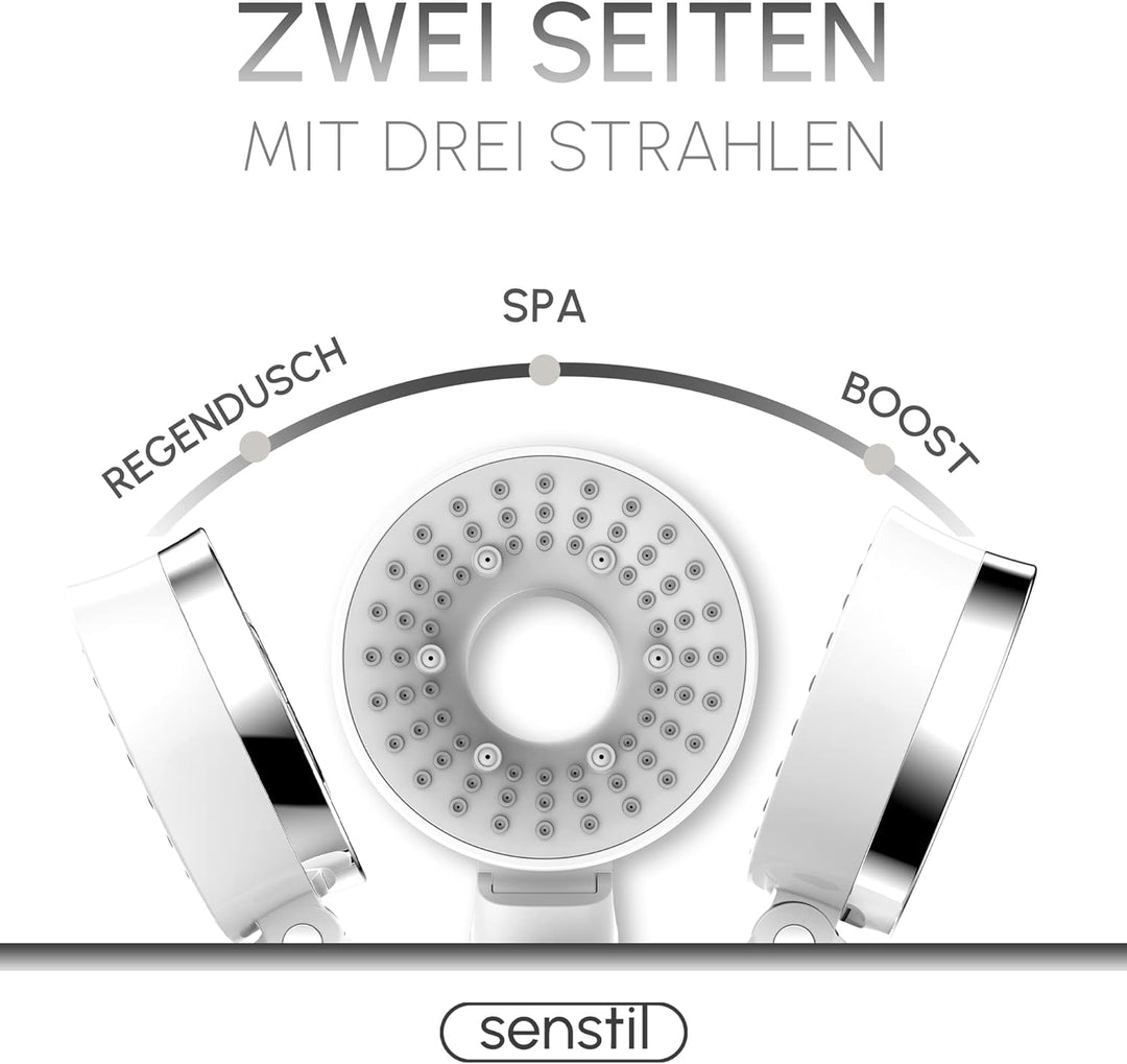 senstil® Premium Duschkopf mit Schlauch | bis zu 60% wassersparende Handbrause | 3 Strahl Modi | SPA