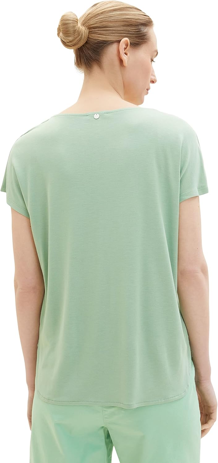 TOM TAILOR Damen T-Shirt aus Viskose im Blusen-Style XL 31034 - Okra Green, XL 31034 - Okra Green