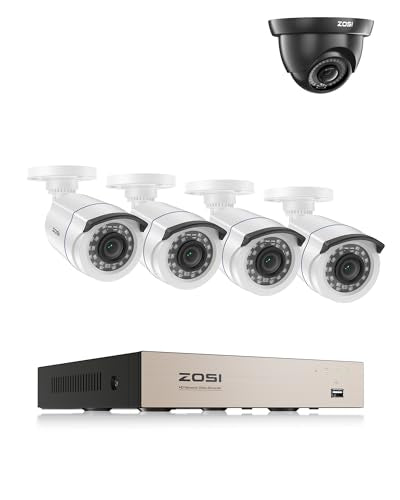 ZOSI 1080p Verkabelt Überwachungskamera Set Aussen ohne Festplatte, 8CH H.265+ und 1080P 2MP 4-in-1