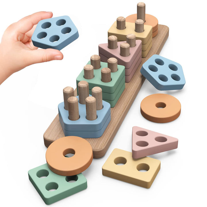 Holz Montessori Spielzeug ab 1 2 3 Jahr, Holzspielzeug Motorikspielzeug Baby 6 9 Monate Babyspielzeu