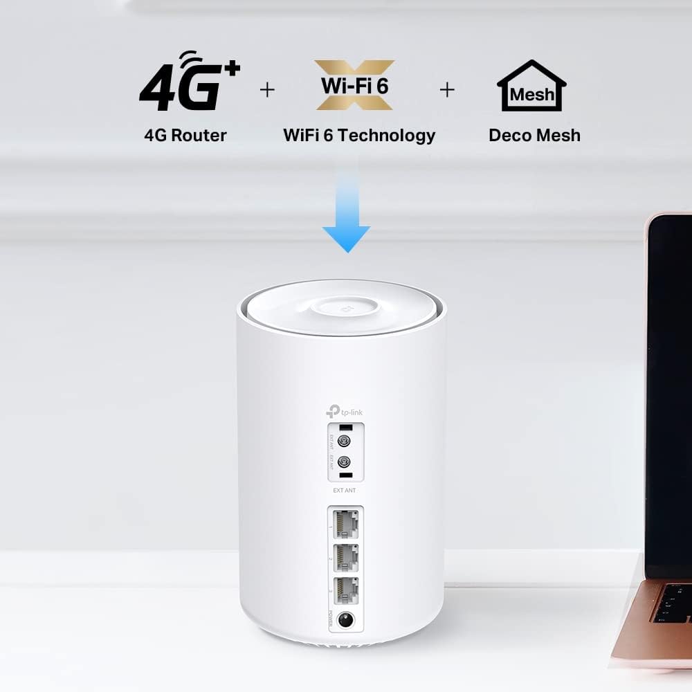 TP-Link Deco X1500-4G LTE WLAN Router, 4G+ Router SIM-Karte, 3 x Gigabit-Ports, Wi-Fi 6 AX1500, Unte