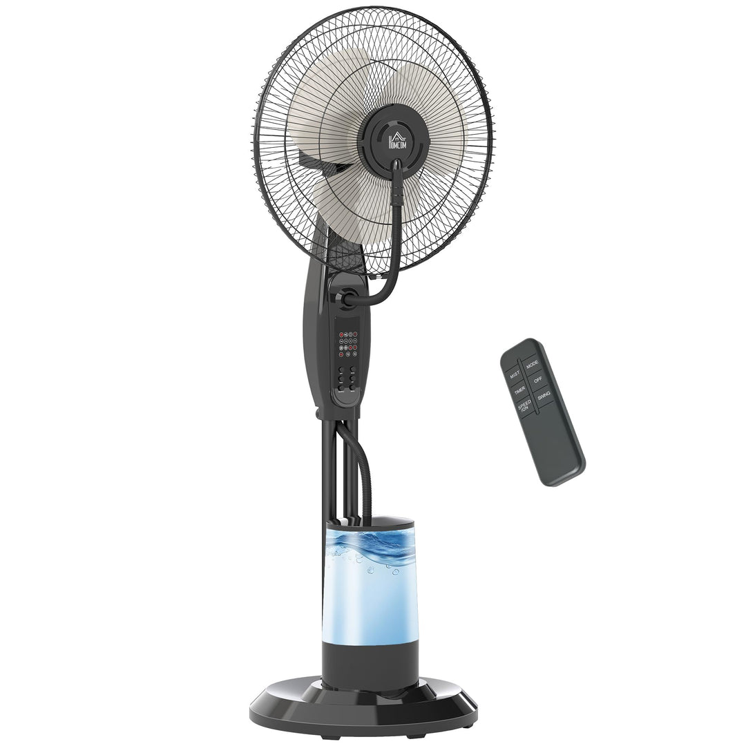 HOMCOM Ventilator mit Wasserkühlung, Standventilator mit Sprühnebel, Fernbedienung, Timerfunktion, 3