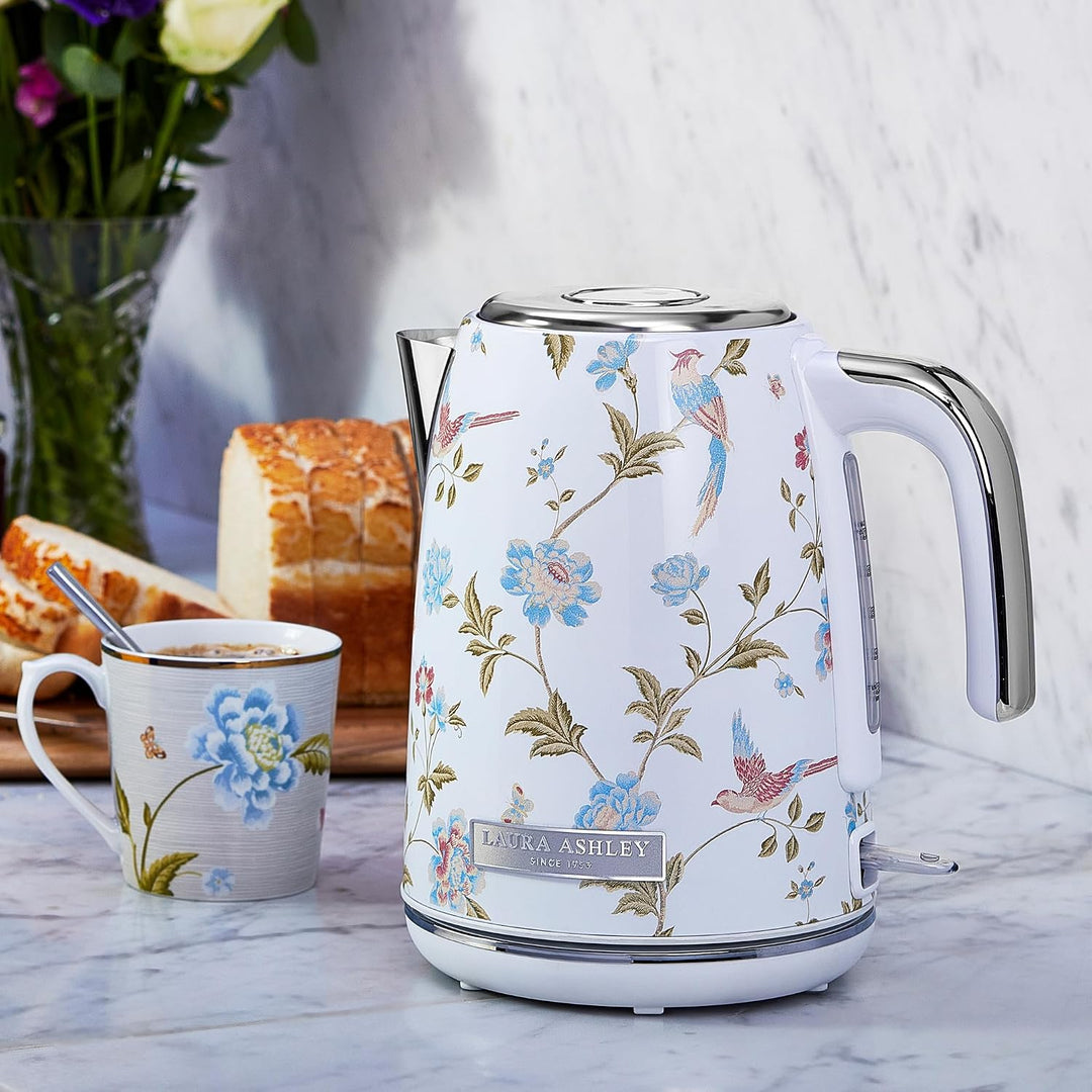 Laura Ashley Elveden Weiss Kabelloser Elektrischer Wasserkocher von VQ. Edelstahl-Wasserkocher 1.7 L