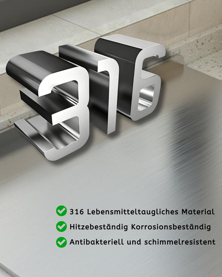 JanYoo Arbeitsplatte Knetbrett 316 Edelstahl Schneidebrett 40x30cm, 2mm Dicke Cutting Board, Küchenp