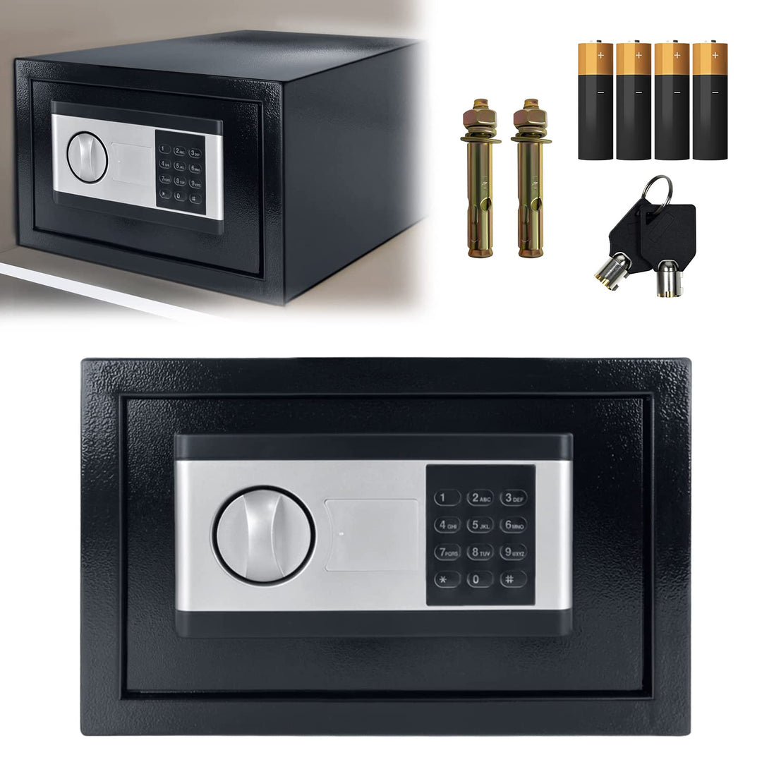LZQ Elektronischer Safe Tresor Möbeltresor mit zahlenschloss und 2 Notschlüssel |Wandmontage möglich