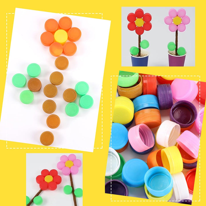 100 Stück Bunt Flaschenverschluss Plastik Flaschendeckel, DIY Flasche Abdeckung, 3 cm, dekorative DI