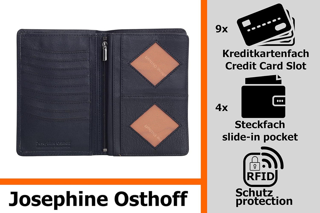 Josephine Osthoff Brieftasche Herren Leder Ausweisetui Reisepasshülle Hochformat Ausweishülle Damen