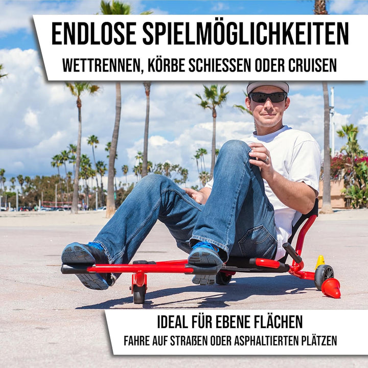 EzyRoller Pro X Fun Fahrzeug Dreirad für Jugendliche und Erwachsene Trike ab 10 Jahre, Rot