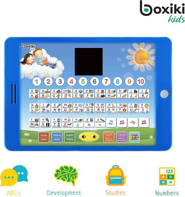 Spanisch-Englisch Lernen zweisprachiges Tablet-Lernspielzeug mit LED-Bildschirmanzeige. Lernen Sie S