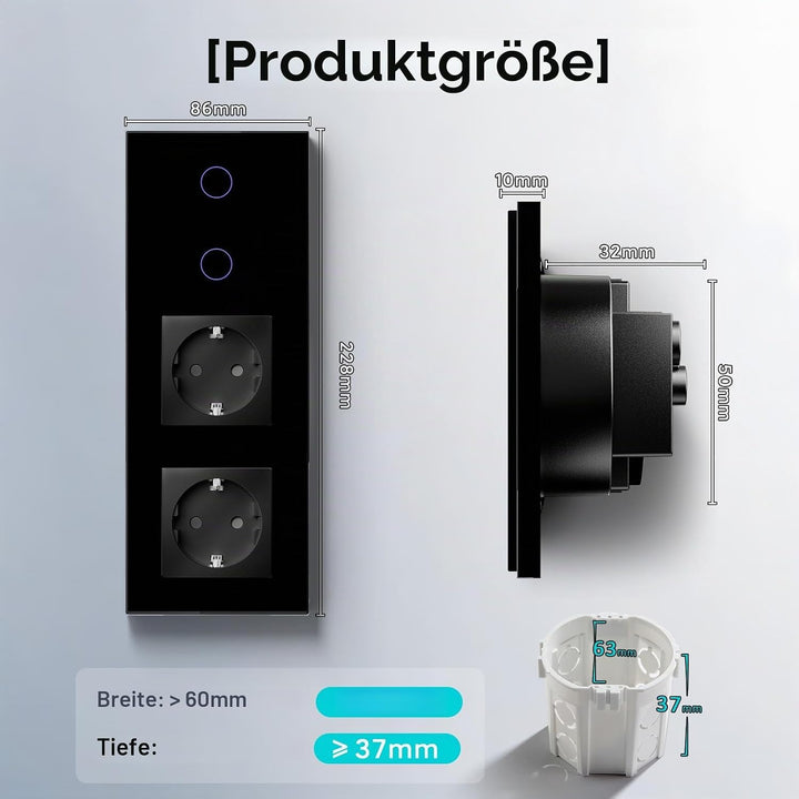 BSEED Normal Steckdose mit Smart Alexa Lichtschalter Kompatibel mit Alexa,Google Home,Touchscreen-sc