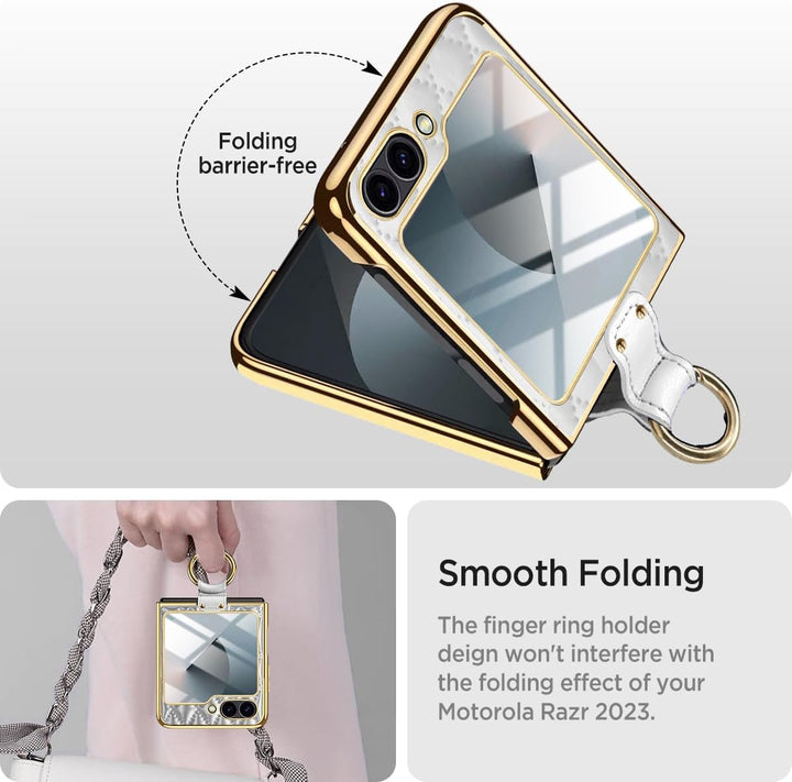 Miimall Lederhülle Kompatibel mit Samsung Galaxy Z Flip 6/Flip7 FE Hülle mit Kameraschutz+Ring Ständ