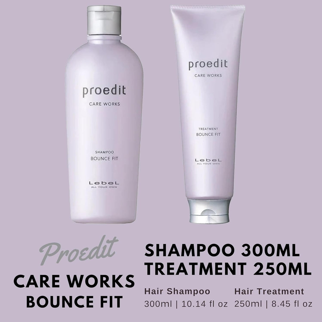 Lebel Proedit Care Works Hair Shampoo 300ml & Hair Ttreatment 250ml Set - Bounce Fit (Green Tea Set)