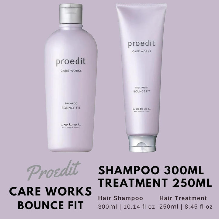 Lebel Proedit Care Works Hair Shampoo 300ml & Hair Ttreatment 250ml Set - Bounce Fit (Green Tea Set)