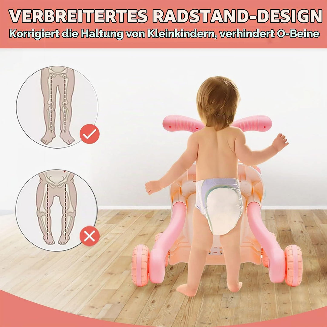 Lauflernhilfe für Kinder, Lauflernwagen mit Montessori Spielzeug und Geräusche, Musik und abnehmbare