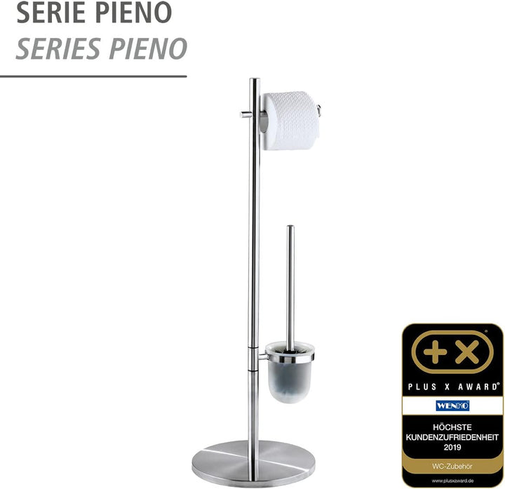 WENKO Stand WC-Garnitur Mod. Pieno Freistehend aus rostfreiem Edelstahl mit Toilettenpapierhalter un