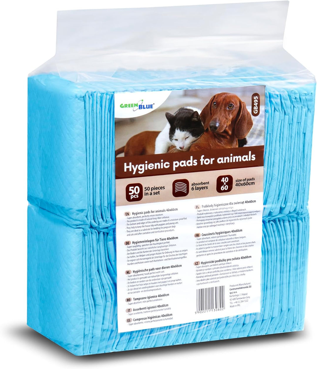 Green Blue GB495 Trainingsunterlagen Set Trainingspads für Hunde und Welpen 60x40cm Hygieneunterlage