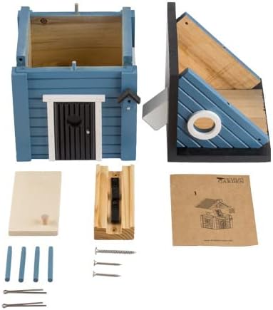 Wildlife Garden WG118 Multiholk Blaues Haus - Der Kombinierte Futtertisch und Nistkasten aus Holz
