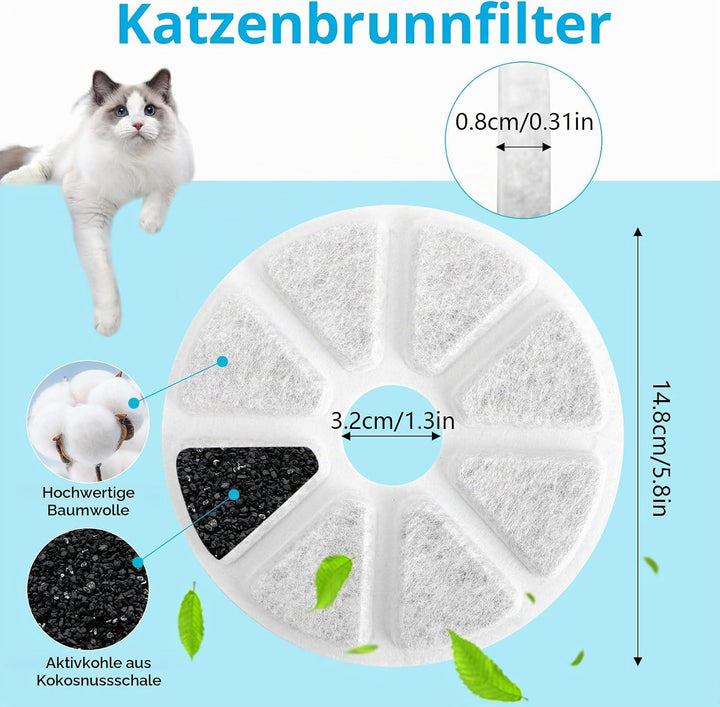 12 Stück Katzenbrunnen Filter für Philips PAW3210/02 Trinkbrunnen,Dreifaches Filtersysteme Aktivkohl