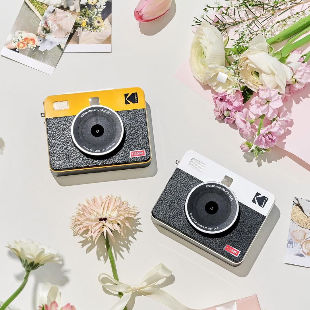 KODAK Mini Shot 3 Retro 4PASS 2-in-1 Sofortbildkamera und Fotodrucker (7,6x7,6cm) + 8 Blatts, Gelb M