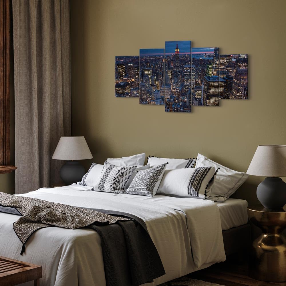 murando - Wandbilder XXL New York 225x112cm 5 tlg - Wand Deko Leinwand Bilder Gross Wanddeko Wohnzim
