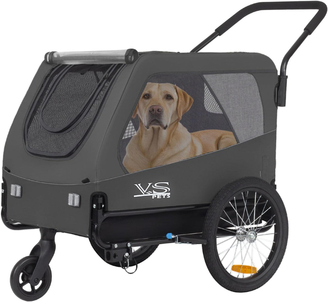 Tiggo VS Pets L Hundeanhänger & Jogger 2-in-1 Hundebuggy, Fahrradanhänger Klappbar,gross ca. 250 Lit