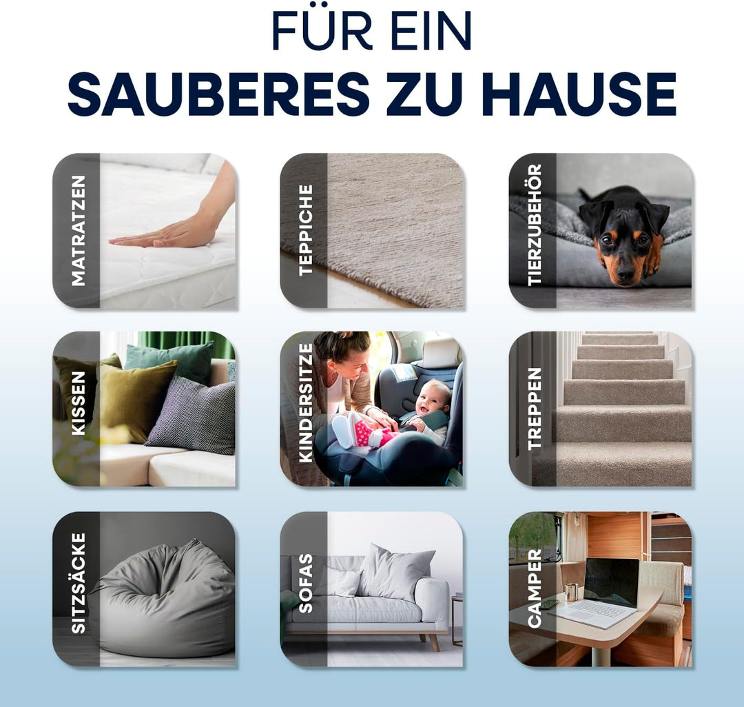 CLEANmaxx Polsterreiniger Gerät Kompakt Pro inkl. Teppichreiniger Mittel | 13 kPa Nasssauger für Pol