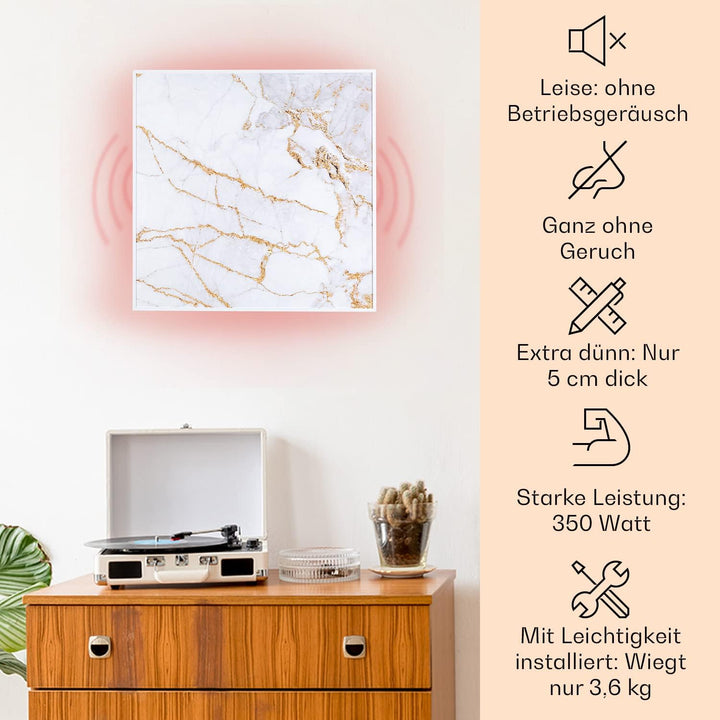 Klarstein Infrarotheizung mit Thermostat, 350W Elektroheizung, Smart Home Bild-Infrarotheizung zur W