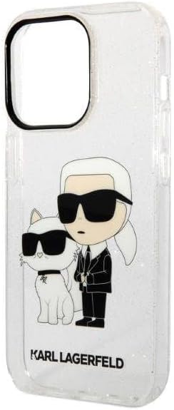 Karl Lagerfeld KLHCP14LHNKCTGT Hülle für iPhone 14 Pro 6,1" transparent hardcase Gliter Karl&Choupet