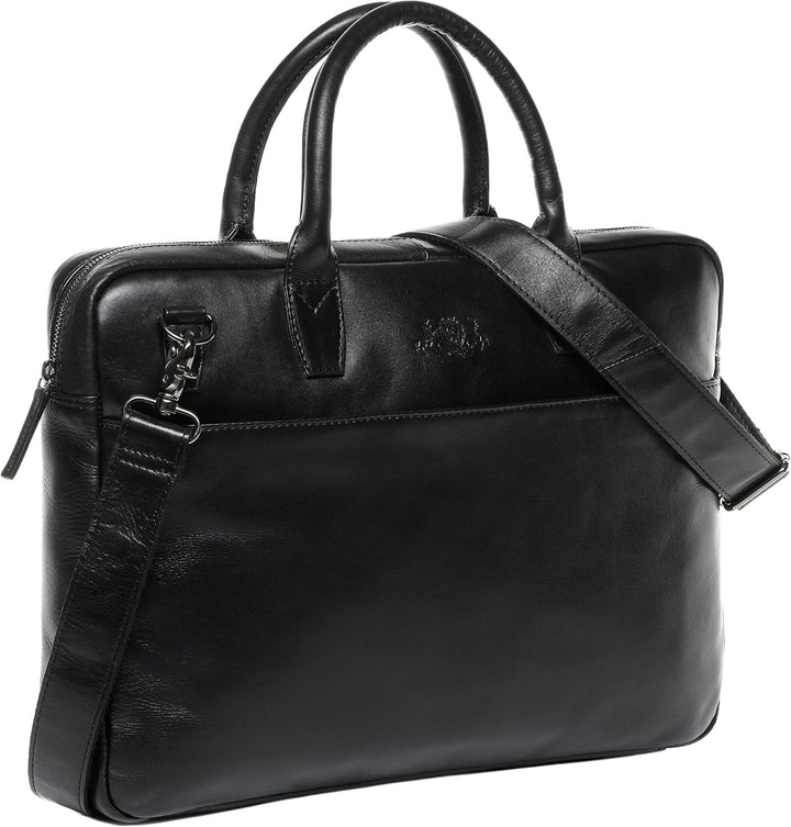 SID & VAIN Laptoptasche schmal BOSTON aus Premium Leder I Business-Tasche gross für Herren und Damen