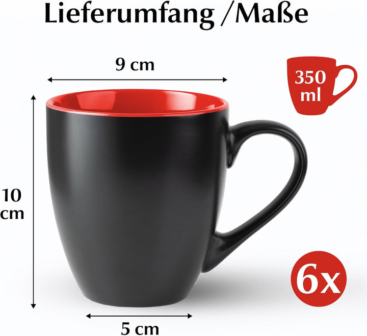 MIAMIO - 6 x 350 ml Kaffeetassen/Kaffeebecher Set - Tassen Set 6er Modern - Le Papillon Kollektion (