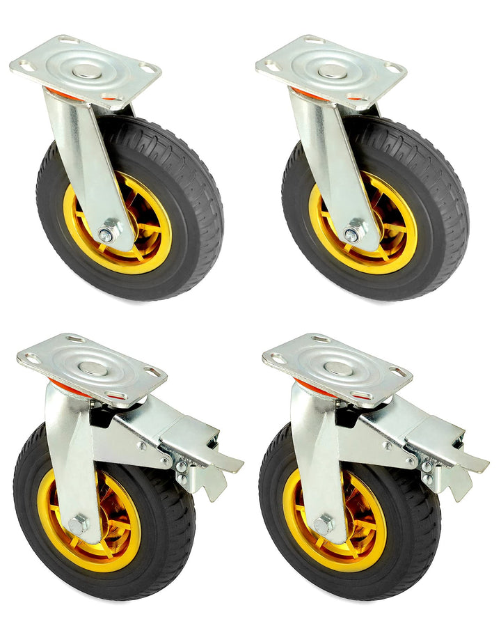 QWORK® 4 Stück 200mm schwerlastrollen - bis 280 kg pro rolle - stossdämpfung lenkrollen für möbeltra