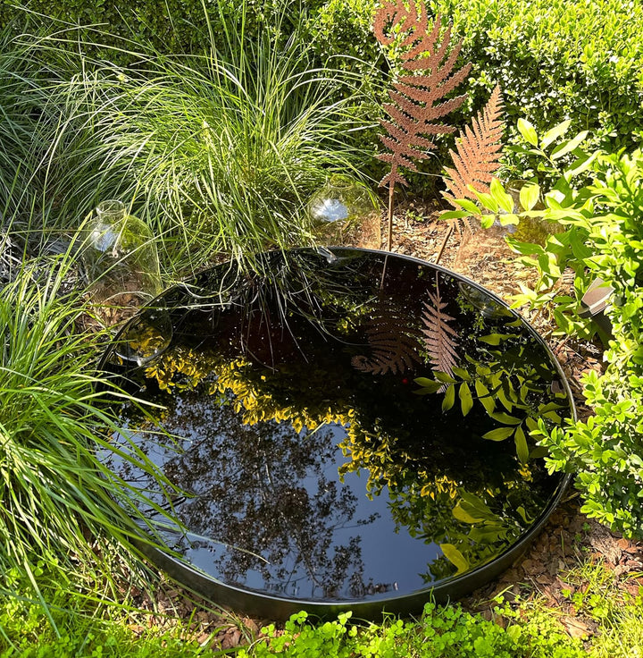 Wasserschale/Wasserspiegel Rund 80, Gartendekoration für Terrasse und Rasen, Dekorative Schachtabdec