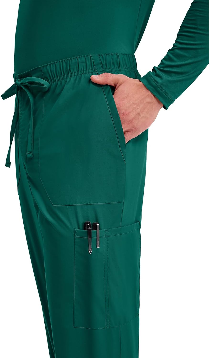 Workwear Professionals Men Scrubs Pant Tapered Leg Fly Front Cargo WW190 XS Kurz Hunter Green, XS Ku