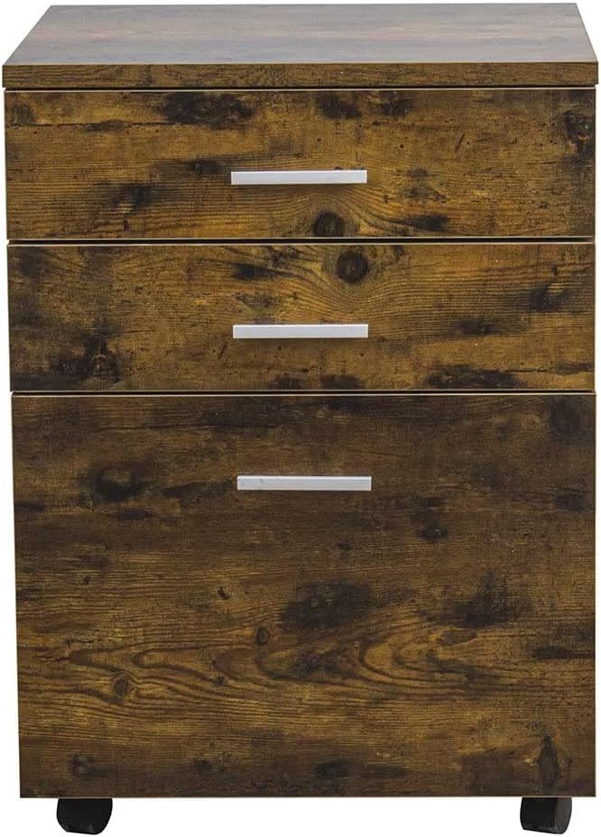 BAKAJI Kommode Schreibtisch Druckerschrank aus MDF-Holz mit 3 Schubladen und 4 drehbaren Rädern, mod