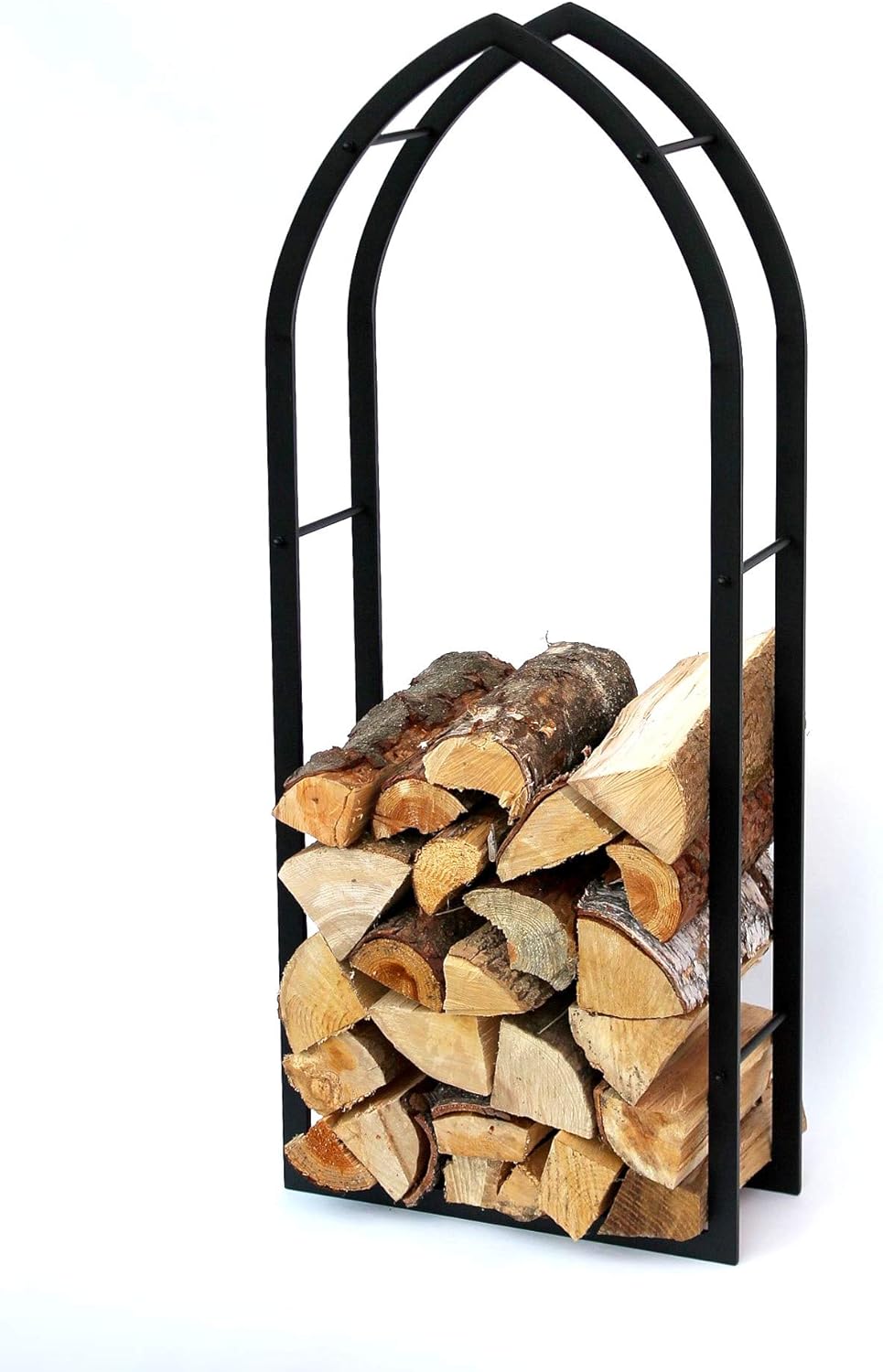 DanDiBo Kaminholzregal Innen Schwarz Metall Kaminholzständer MOS 123 cm Holzkorb Kaminholzhalter Feu