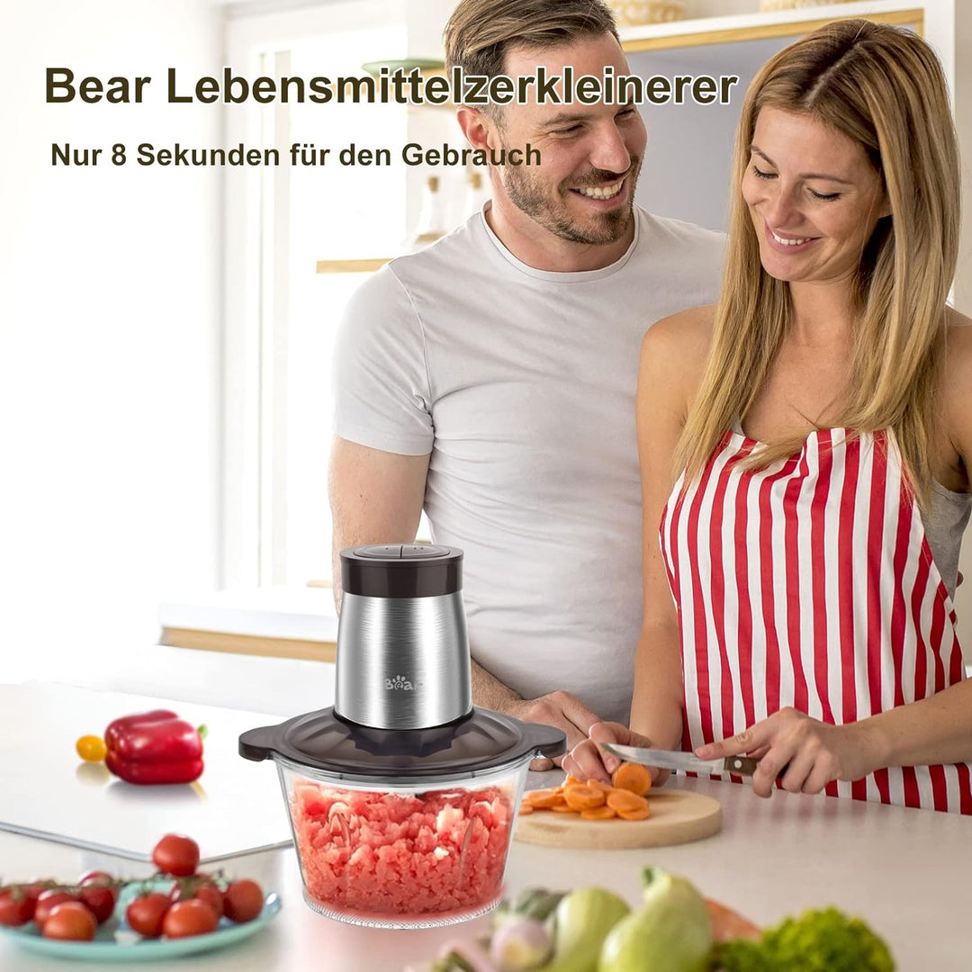 Bear 2L Universalzerkleinerer, Ein-Hand Puls Funktion,2600r/min,2 Geschwindigkeitsstufen, Häcksler m