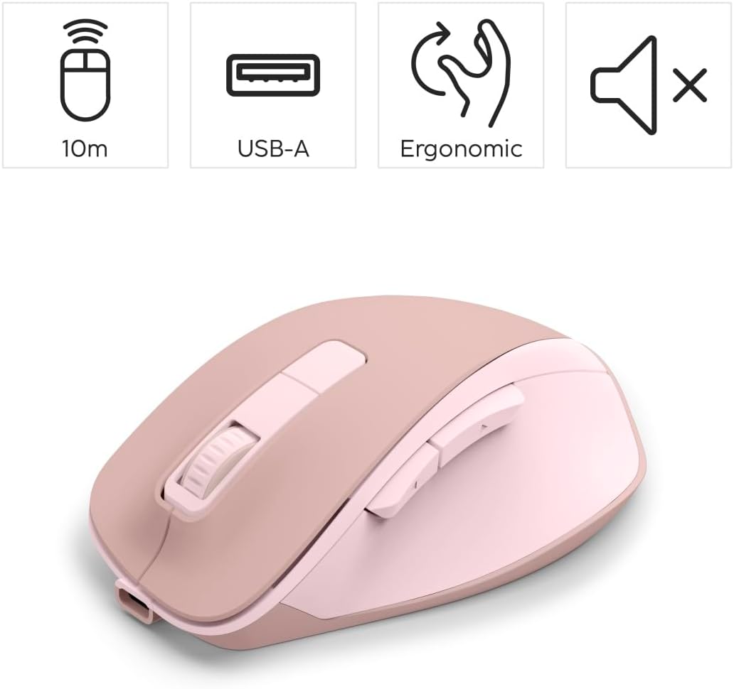 Hama Maus kabellos, wiederaufladbar (optische Funkmaus ohne Klickgeräusch, mit Akku, ergonomische Fo