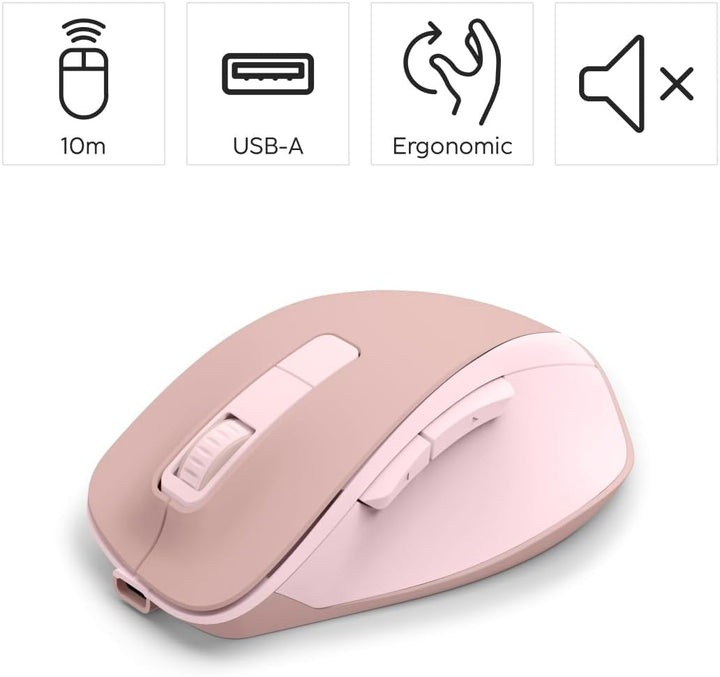 Hama Maus kabellos, wiederaufladbar (optische Funkmaus ohne Klickgeräusch, mit Akku, ergonomische Fo