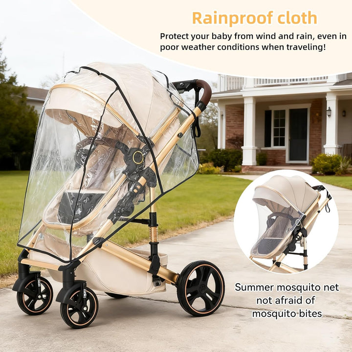 Kinderwagen 3 in 1,Puppenwagen Mit Babyschale Buggy Komplettset with One-touch Folding,KombiKinderwa