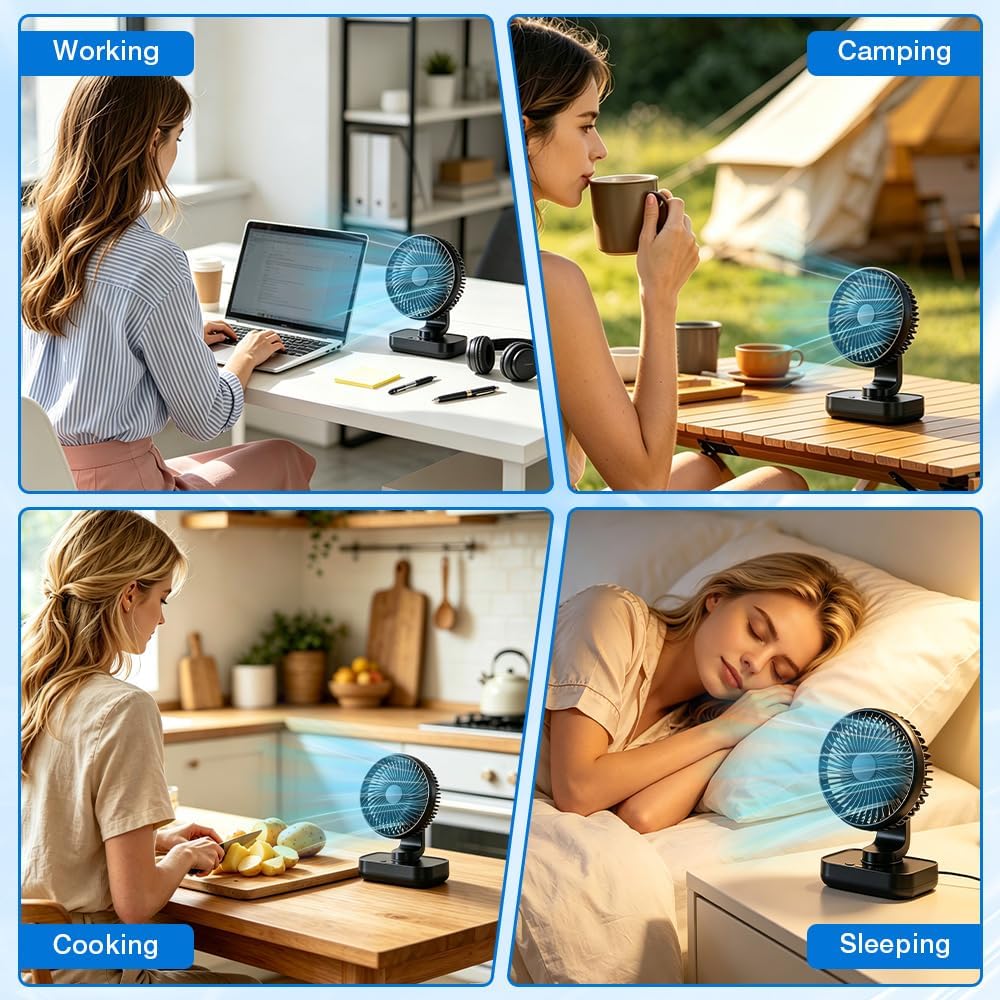 Mineup Tischventilator Automatisch Oszillierend, Automatischer Oszillierender Kleiner USB Ventilator