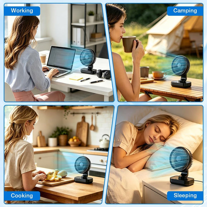 Mineup Tischventilator Automatisch Oszillierend, Automatischer Oszillierender Kleiner USB Ventilator