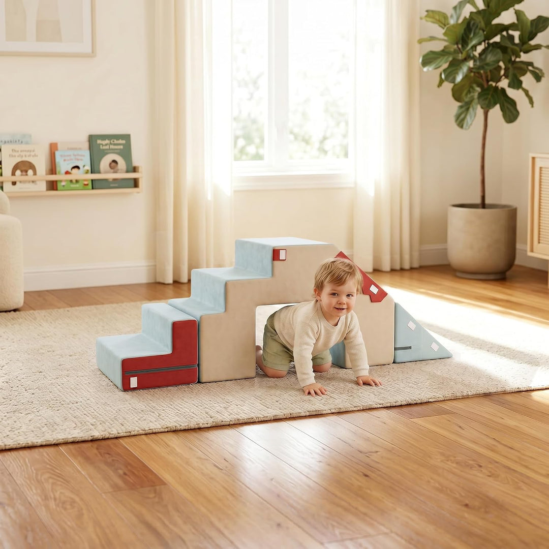 AIYAPLAY Schaumstoff Bausteine für Kinder 2er Set rutschfest XXL Bunt | Softbausteine, Montessori Sp