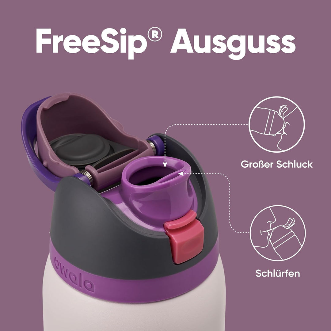Owala FreeSip Isolierte Edelstahl-Wasserflasche mit Strohhalm für Sport und Reisen, auslaufsicher, B