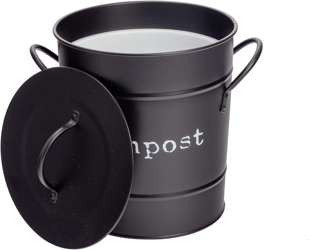 Harbour Housewares Vintage Metal Küchenkompostbehälter - Schwarz, Schwarz