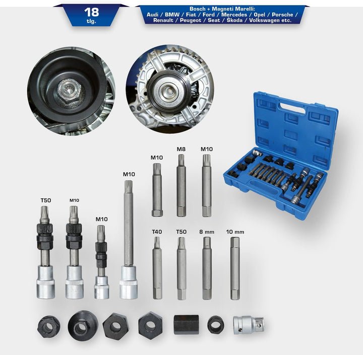BRILLIANT TOOLS BT571020 Lichtmaschinen Bit- und Steckschlüssel-Satz, 18-tlg [Powered by KS TOOLS]
