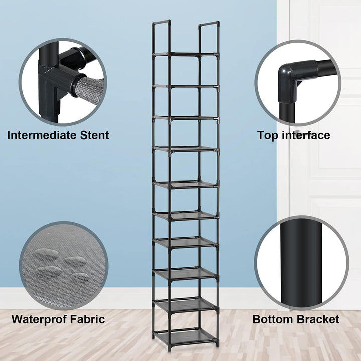Schuhregal, 10-stufiger Schuhschrank Kunststoff-Schuhregale Organizer aus Eisen, Standregal, platzsp