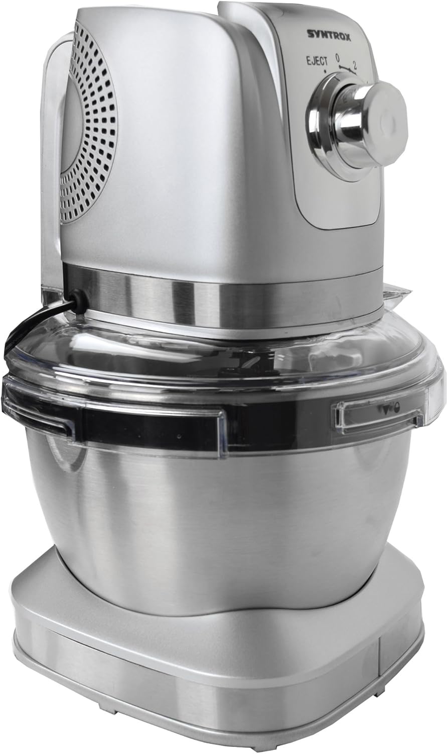 Syntrox Germany KM-600W Küchenmaschine Knetmaschine Mixer, Edelstahl-Behälter, 4 Liter, silber